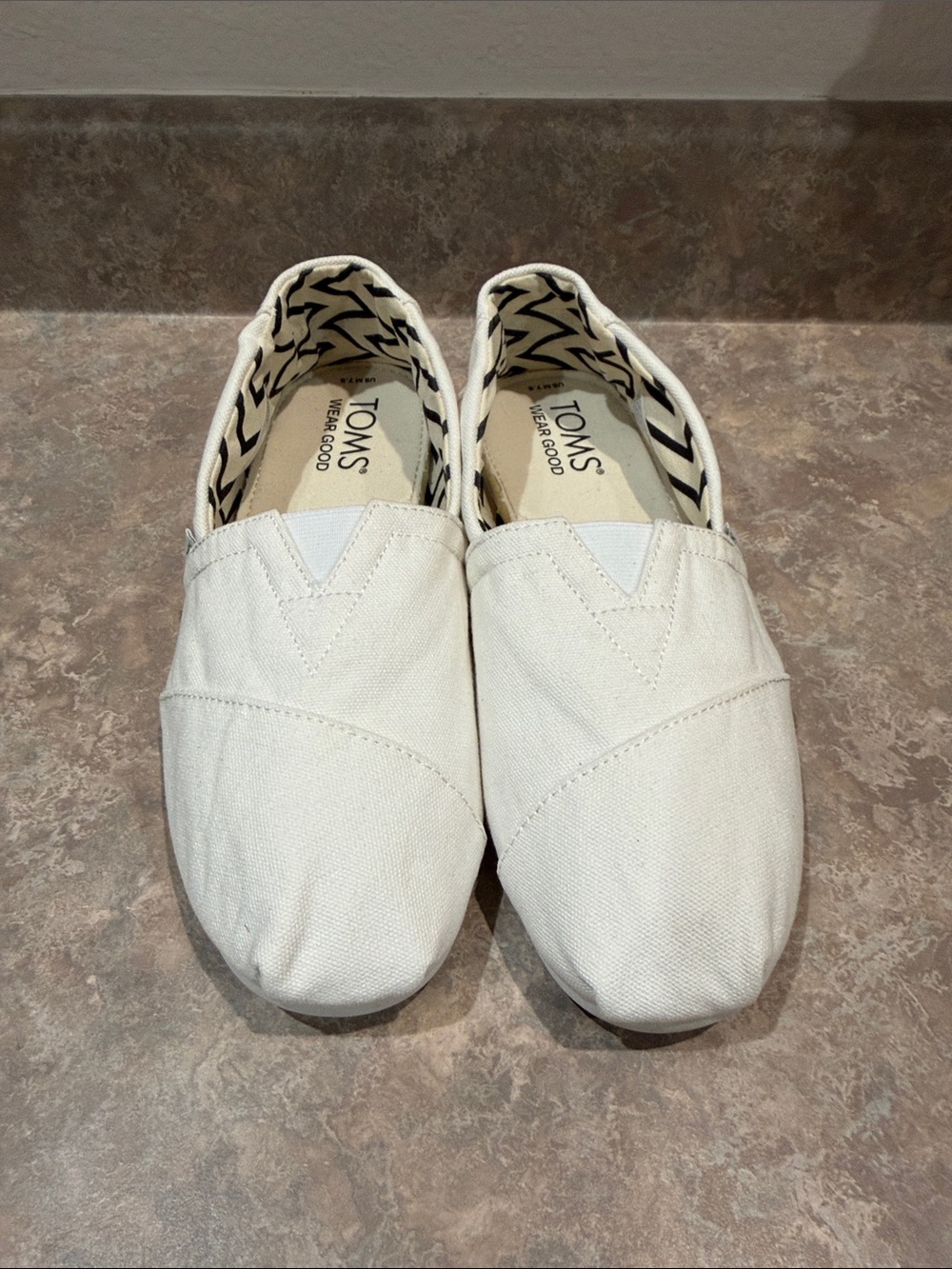 Toms Off-White Canvas Slip-On Shoes